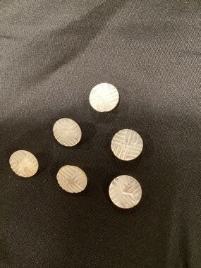 VTG Hand Carved Mother Of Pearl.  Buttons - Set of 6 Circa 1950s